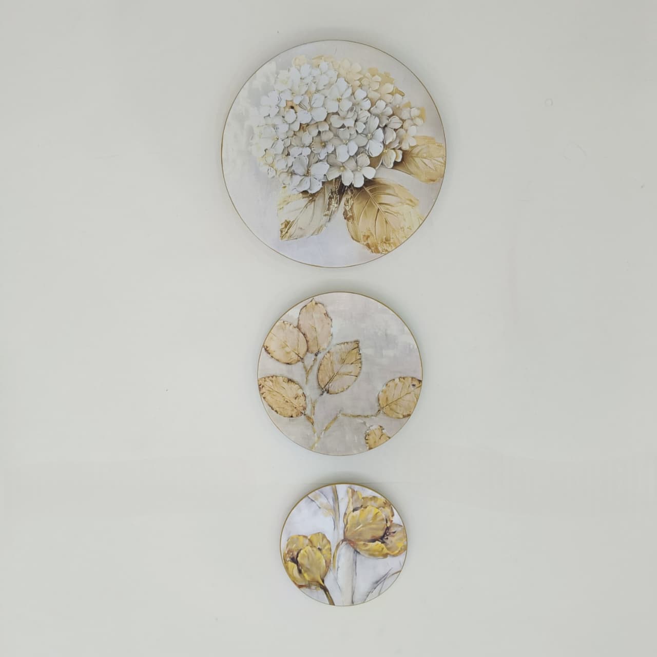 Soft Gold Flowers Trio
